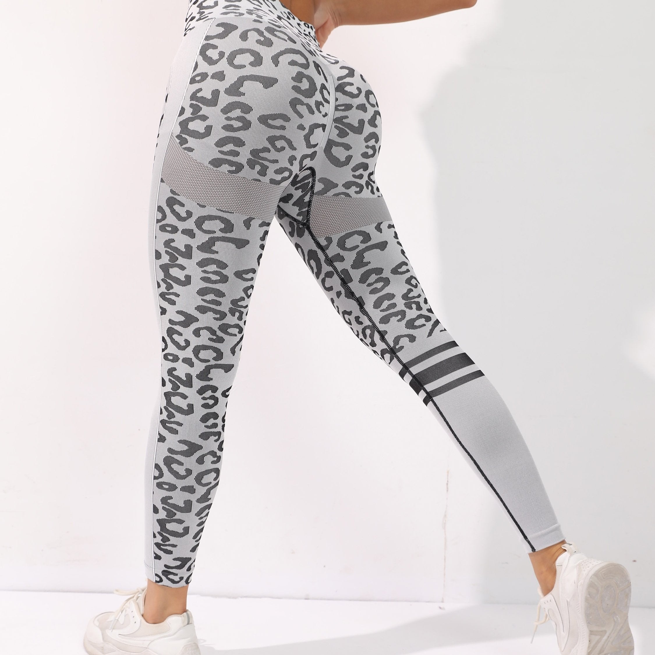 Leopard Pattern Yoga Leggings High Rise Stretchy Workout Pants