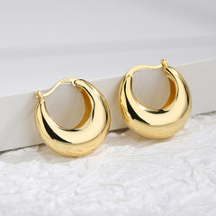 Chunky 18K Plated Huggie Hoop Earrings For Women Girls
