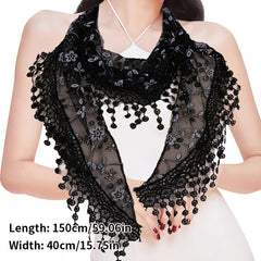 Women's Triangle Scarf With Tassel Lace Shawl