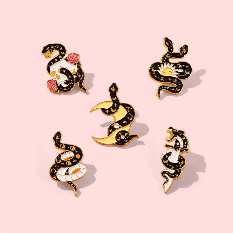 Gothic Snake Enamel Pins Horror Animal Lapel Pin