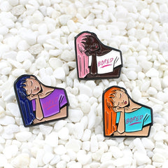 Zinc Alloy Cartoon Girl Brooch