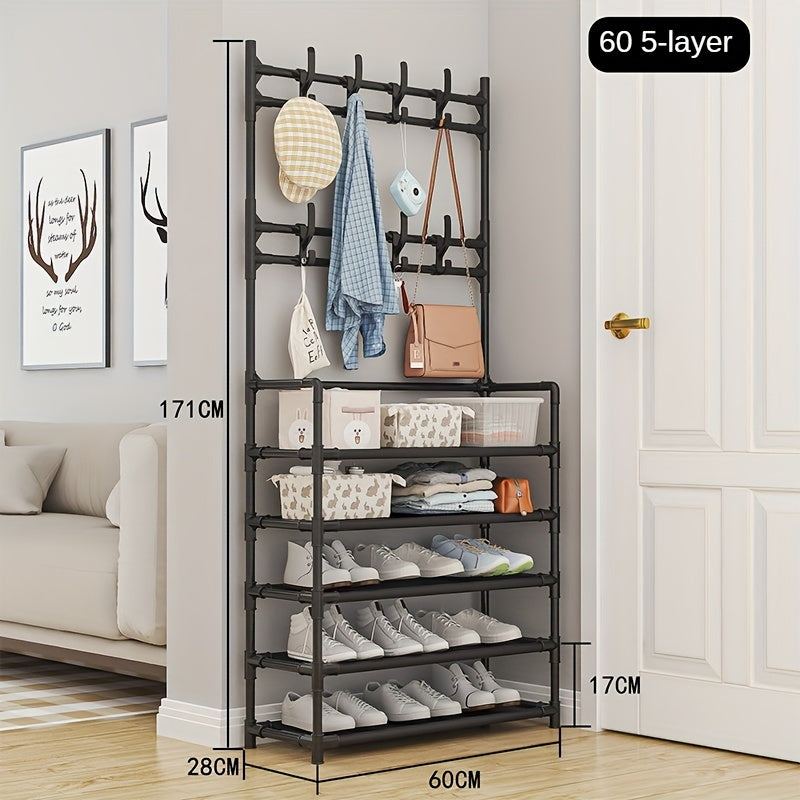 Multifunctional Coat Rack Bathroom Shelves Shoe Storage Coat Hooks