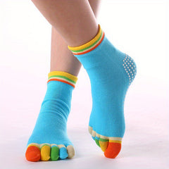 Rainbow Yoga Socks Non Slip Ankle Striped Gripper Socks
