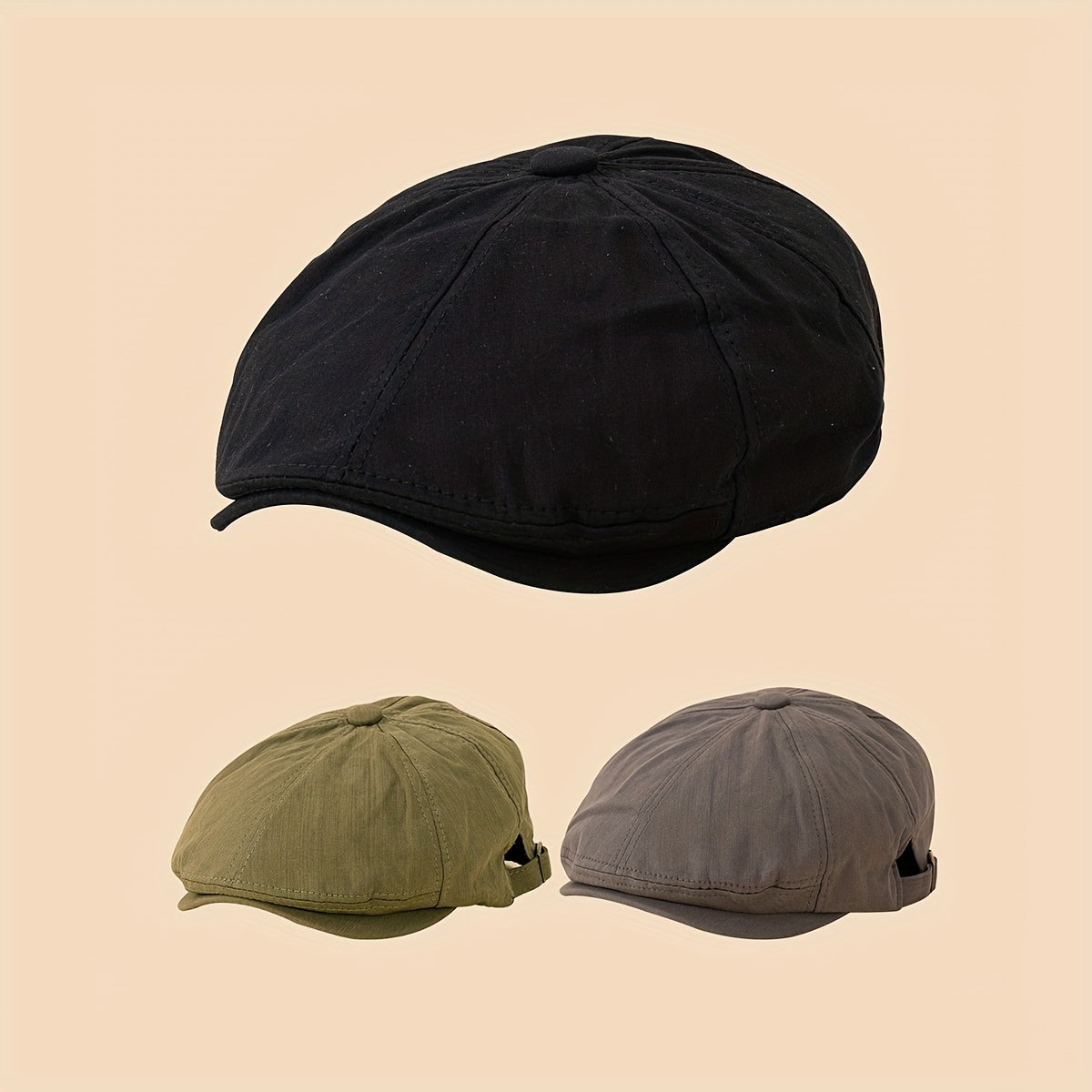 Unisex Adjustable Octagonal Hat, Retro Literary Style, One Size Fits All