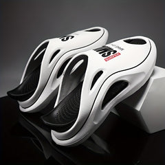 Men's Letter Print Non Slip Platform Slides