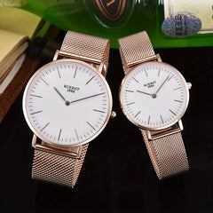 KUERST Mesh Strap Ultra thin Quartz Watch Romantic Love Element Wrist Watch