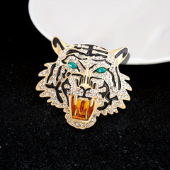 Rhinestone Tiger Head Brooch Men's Party Casual Gift