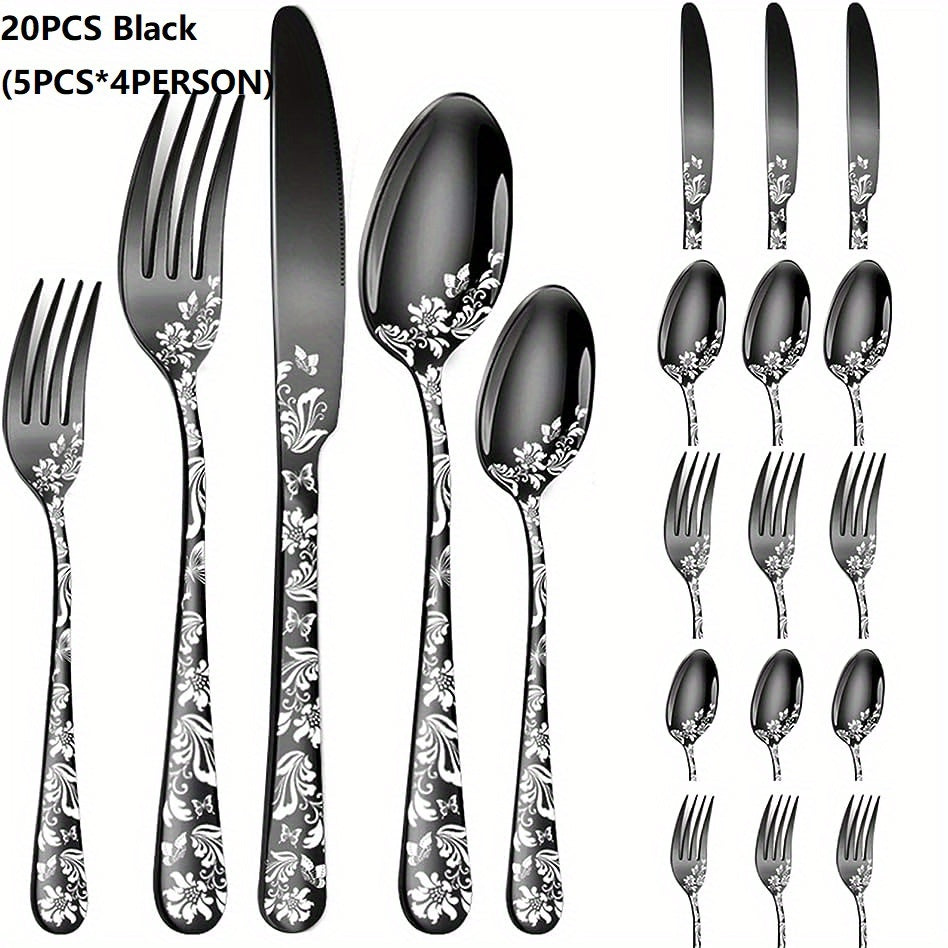20PCS Christmas Stainless Steel Cutlery Set with Steak Fork