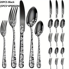 20PCS Christmas Stainless Steel Cutlery Set with Steak Fork