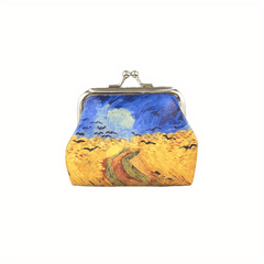Vintage Painting Coin Purse Kiss Lock Cluth Purse Portable Storage Bag