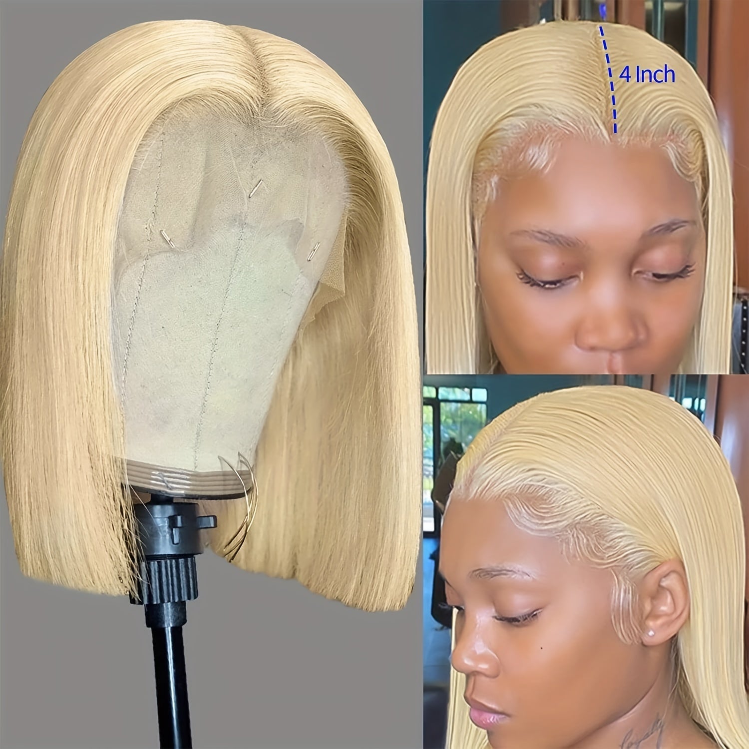 613 Blonde Short Bob Wig Human Hair 13x4 HD Lace Front Wigs
