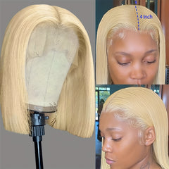 613 Blonde Short Bob Wig Human Hair 13x4 HD Lace Front Wigs