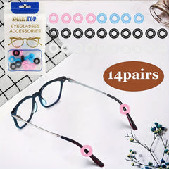 14 Pairs Silicone Eyeglass Ear Grips Anti-Slip Comfort Clear Pink