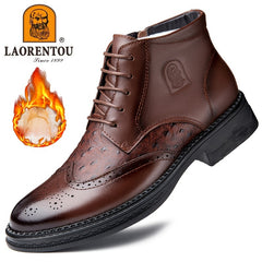 Men's Brogue Wingtip Derby Boots Lace-up Casual Walking Dress Shoes
