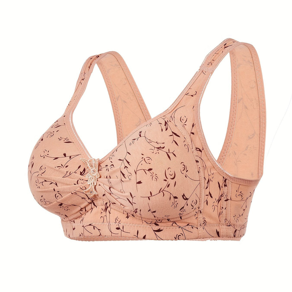 Floral Print Wireless Bras Comfy Stretchy Intimates Women's Lingerie