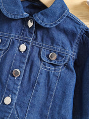 Toddler Baby Girls Cropped Denim Coat Cotton Button Cardigan Blouse