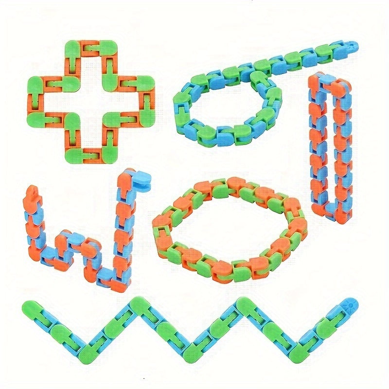 5pcs Chain Track Buckle Sensory Toy Decompression Snake Puzzle Stress Relief
