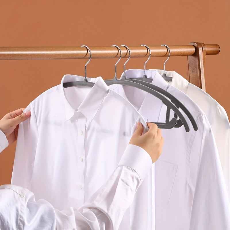 10pcs Flocking Hanger Organizer Non-slip Clothes Support