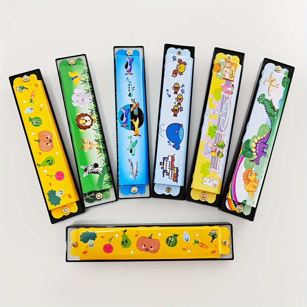 Double Row 16 Holes Harmonica Toy Metal Painted Steel Mouth Organ