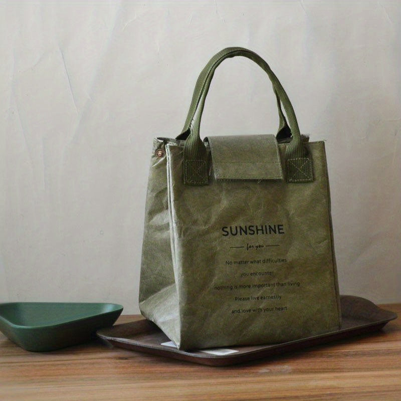 Waterproof Paper Bento Bag Insulated Lunch Box Handbag