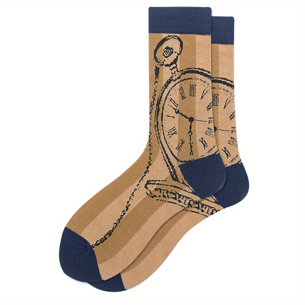 Men's Patterned Crew Socks for Outdoor Wear