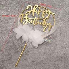 Feather Cake Insert Flag for Birthday Decor