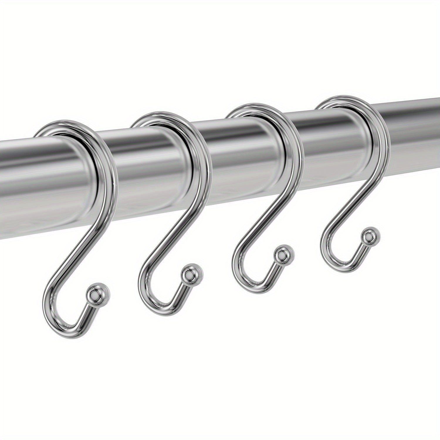 12pcs Nickel Shower Curtain Hooks Rust Proof Shower Curtain Rings Silver