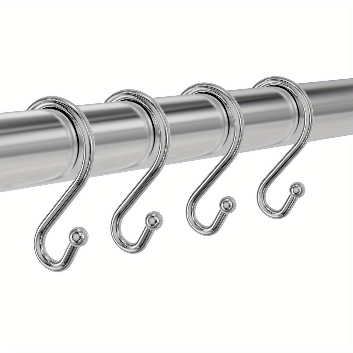 12pcs Nickel Shower Curtain Hooks Rust Proof Shower Curtain Rings Silver