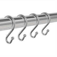 12pcs Nickel Shower Curtain Hooks Rust Proof Shower Curtain Rings Silver