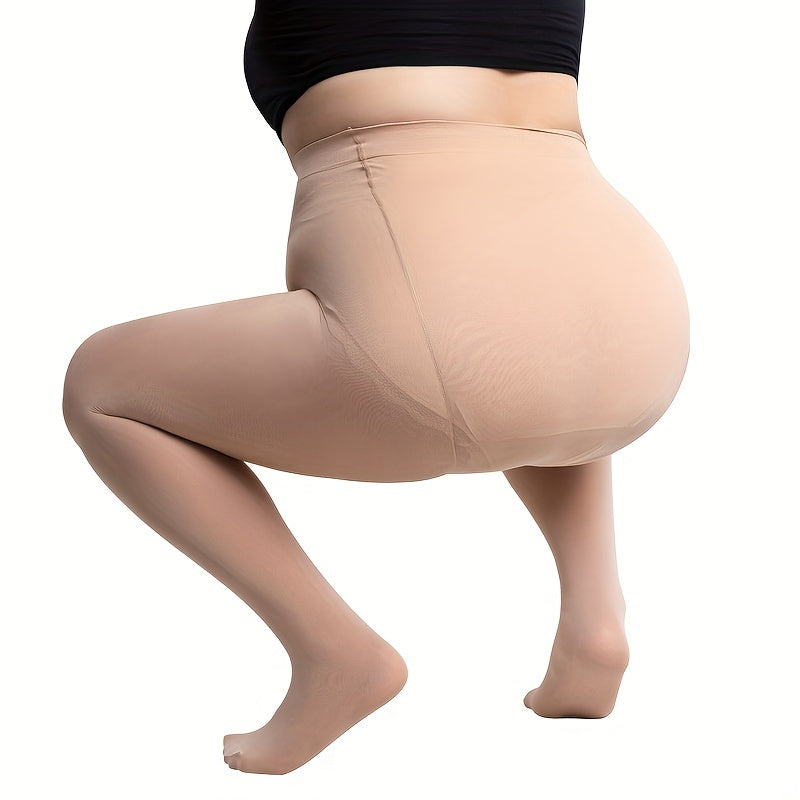  Casual Pantyhose Women's Plus Solid Semi Sheer Slim Fit Footed