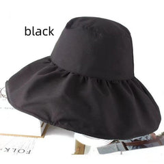Wide Brim Sun Hat Solid Sunscreen Foldable Bucket Hats Cotton Beach Travel