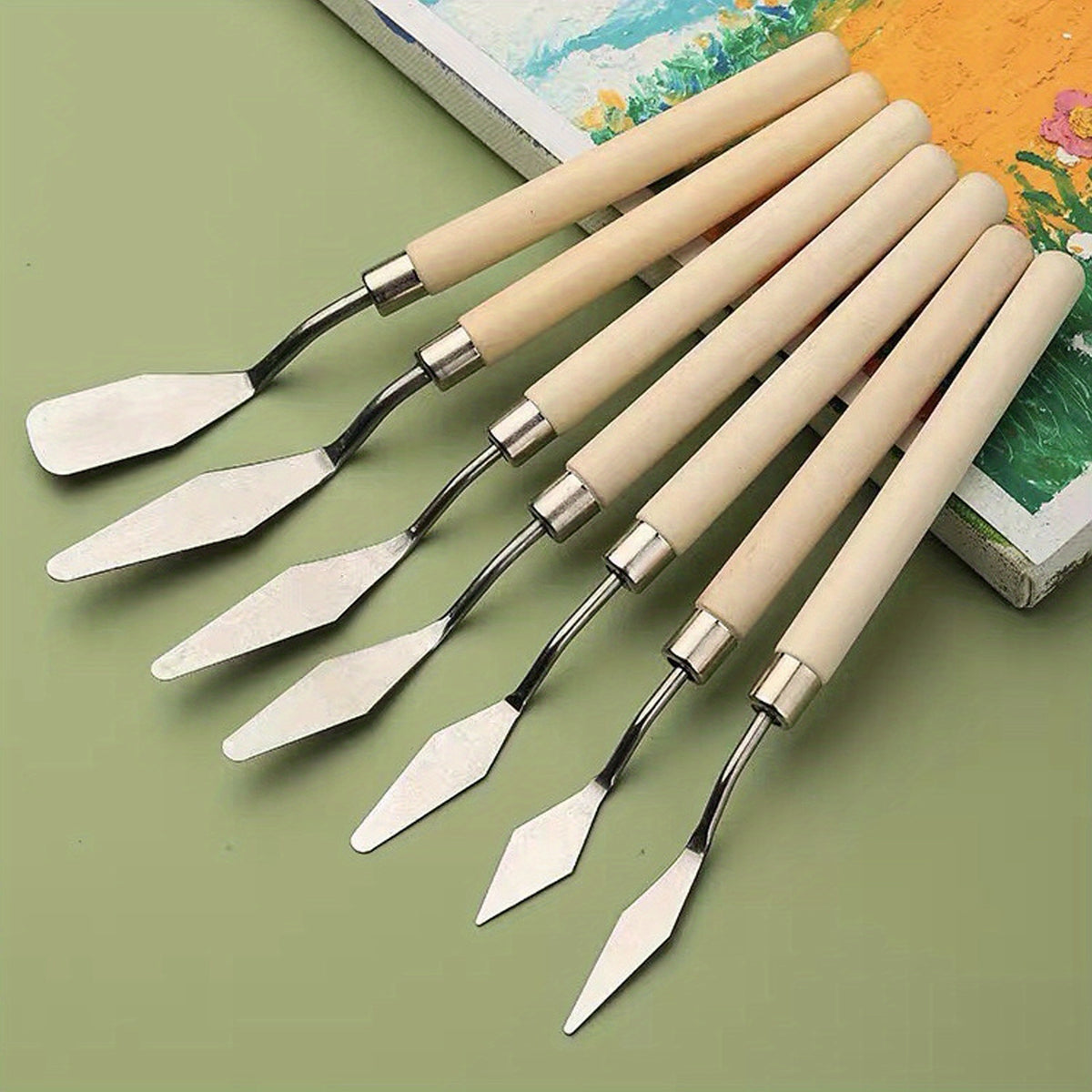 7pcs Palette Set Stainless Steel Palette Knives Painting Stick Scraper