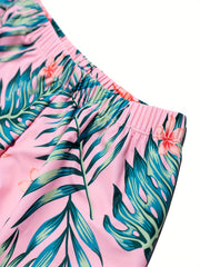 Men's Swim Trunks Tropical Plants Print Board Shorts
