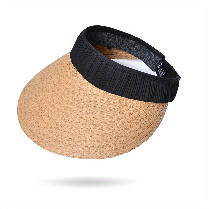 Solid Straw Visor Hat UV Protection Casual Sun Hat