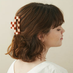 Brown Hair Clip Barrettes Rectangular Claw Clips For Women No Slip Grip