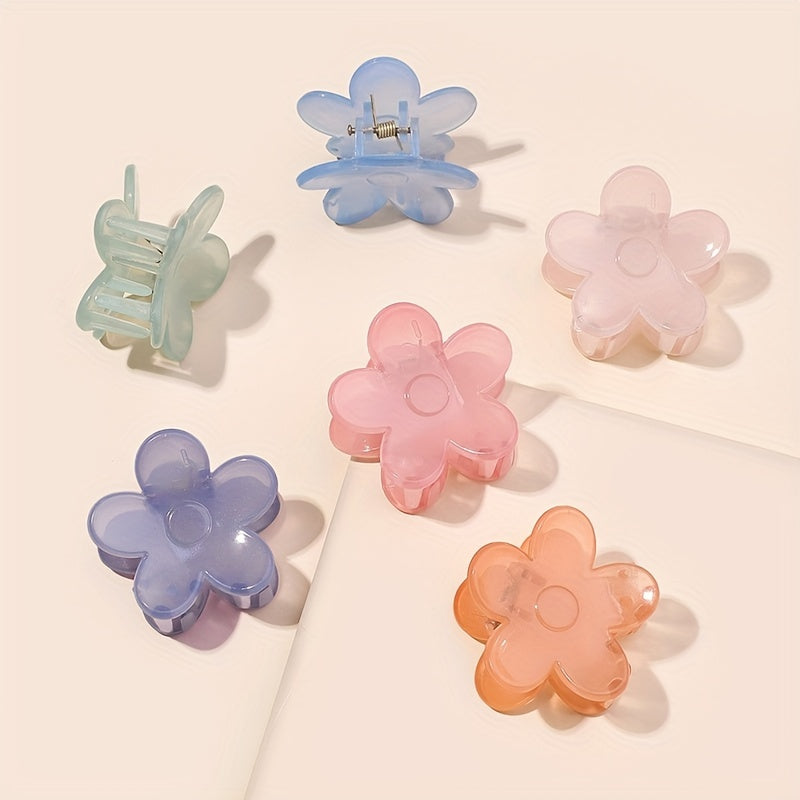 6pcs Transparent Flower Hair Claw Acrylic Shark Claw Hair Accessories