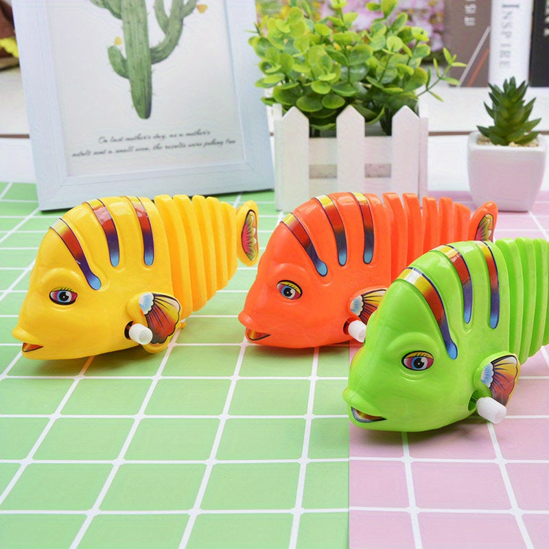 3pcs Wind Up Swinging Cartoon Fish Toy - 360 Rotating Spring Swing Fish