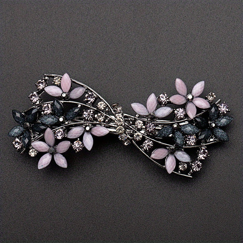 Retro Floral Hair Clip Rhinestone Daisies Barrette