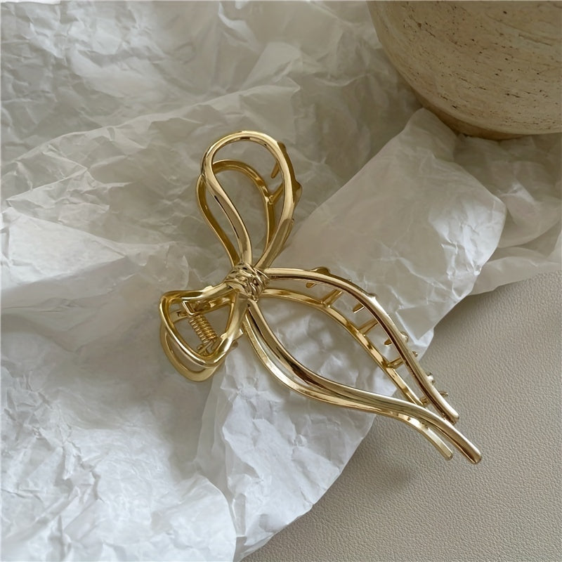 Metal Bowknot Hair Claw Clip Strong Hold Grip Hair Jaw Clip