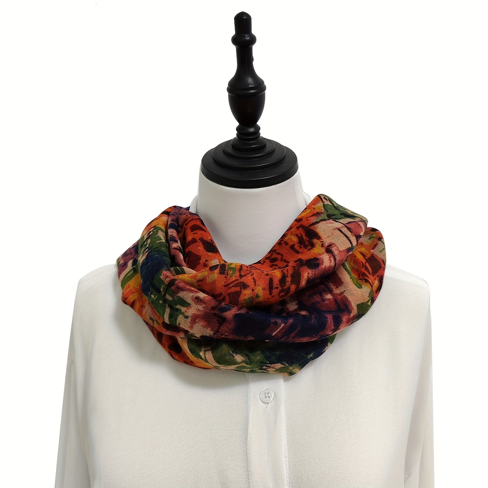 Vintage Graffiti Print Warm Scarf Boho Block Shawl