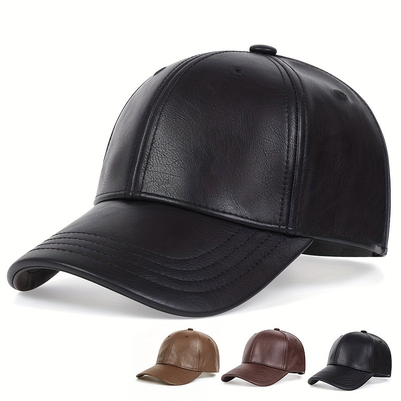 Waterproof PU Leather Baseball Cap Unisex Adjustable Sunshade Golf Hat