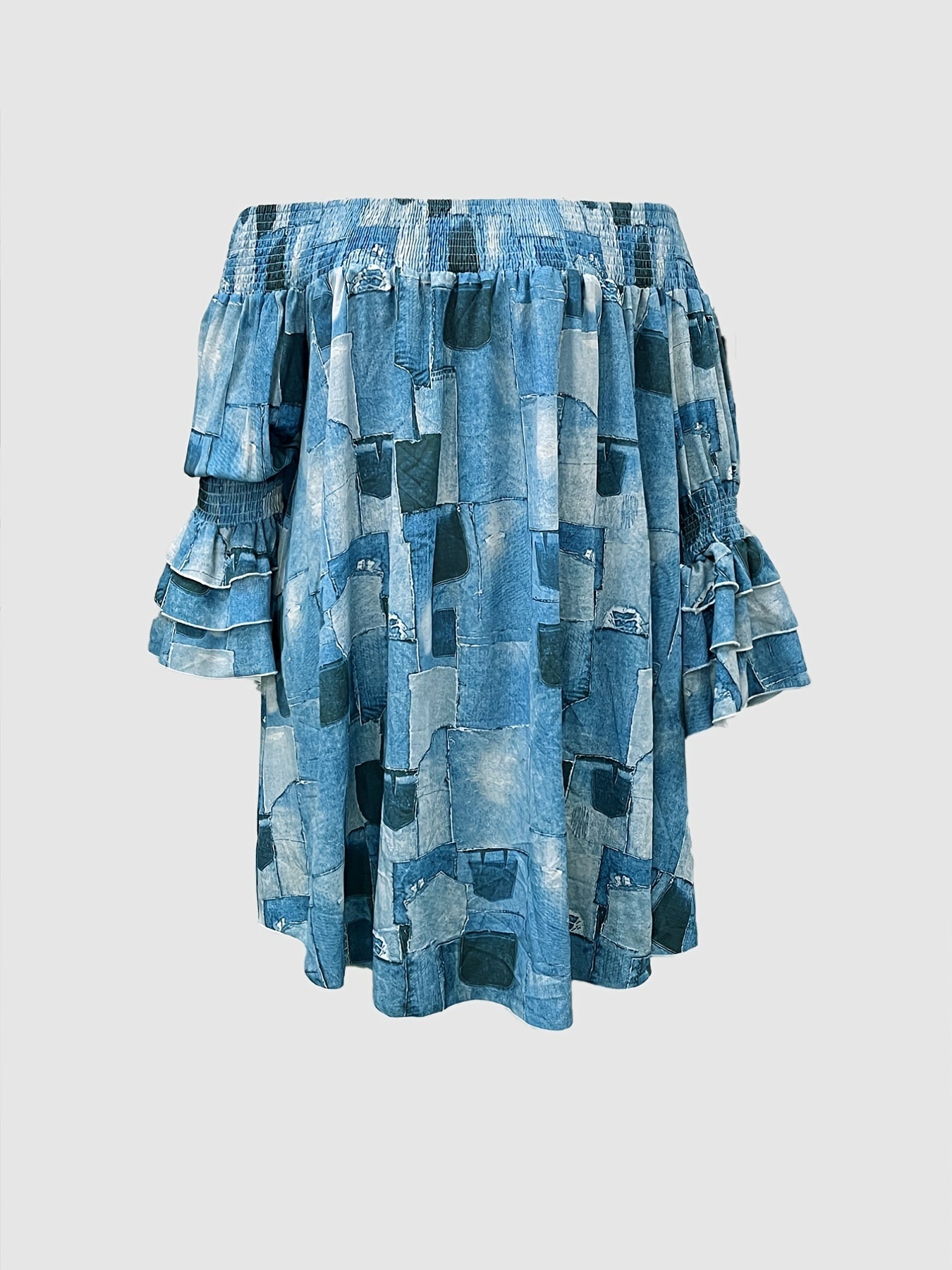  Denim Off Shoulder Midi Dress Women's Plus Casual Loose Fit