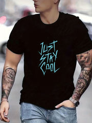 Just Stay Print Men's Graphic Crew Neck Active T shirt