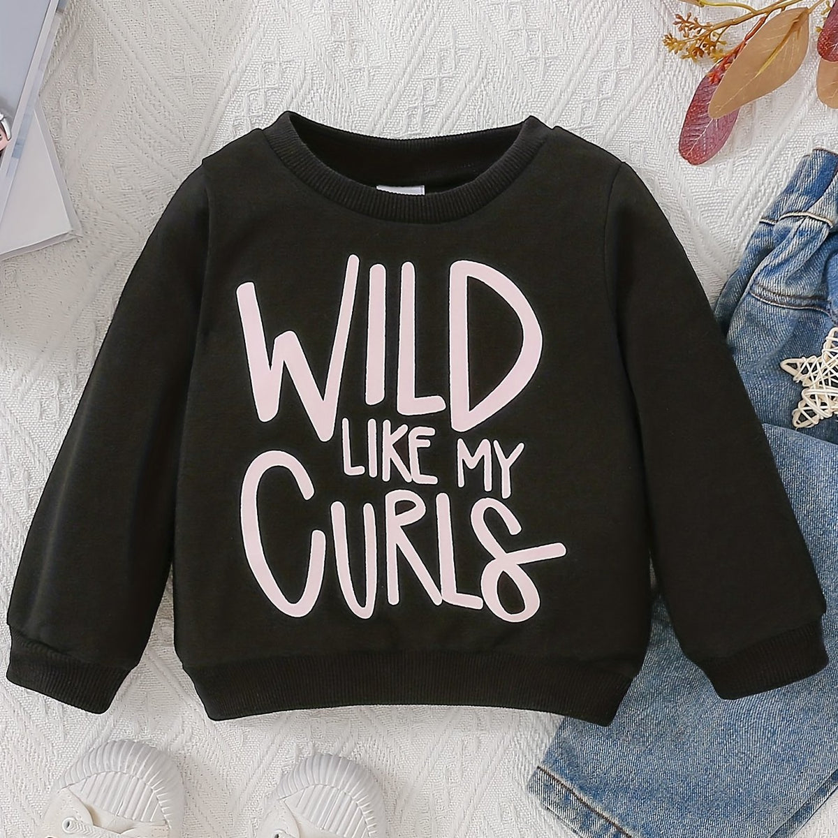 Letter Print Sweatshirt Toddler Baby Girls Pullover Top