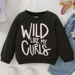Letter Print Sweatshirt Toddler Baby Girls Pullover Top