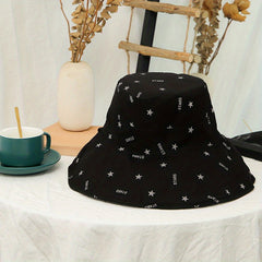 Star Print Bucket Hat Wide Brim Sunshade UV Protection Casual Travel Beach Hats