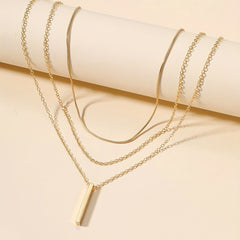 Geometric Pendant Necklace 18K Plated Jewelry