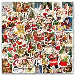 50pcs Vintage Christmas Stickers Merry Xmas Santa Claus Holiday Label Stickers