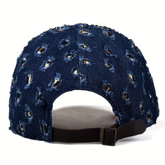 Leopard Rhinestone Denim Baseball Cap with Artificial Diamonds
