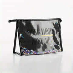 Glitter Sequins Cosmetic Bag PVC Toiletry Storage Pouch Waterproof